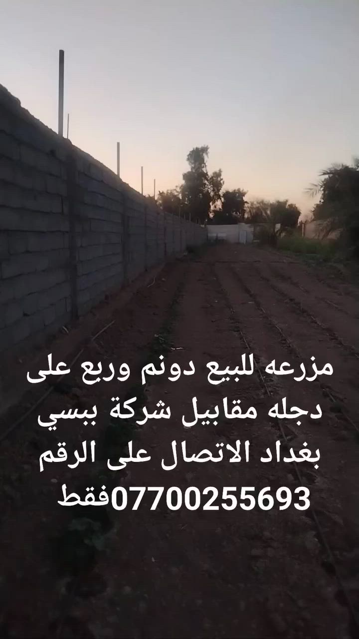 مزرعه للبيع بغداد الزعفرانيه شارع البطل مقابيل شركة ببسي بغداد الاتصال على الرقم ***********فقط المساحه دونم وربع
