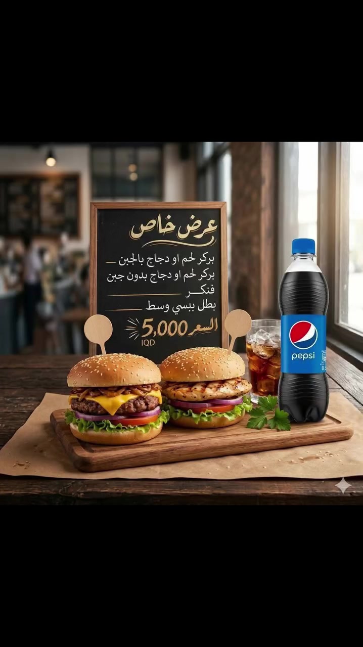 شوفوا العروض من ركن البركر اطلبوا وجربوا ما تندمون والله ❤️❤️اكو توصيل لكل تكريت لحد الساعه ب2 بالليل للطلب راسلوا الصفحه او الطلب من الرقم ***********
