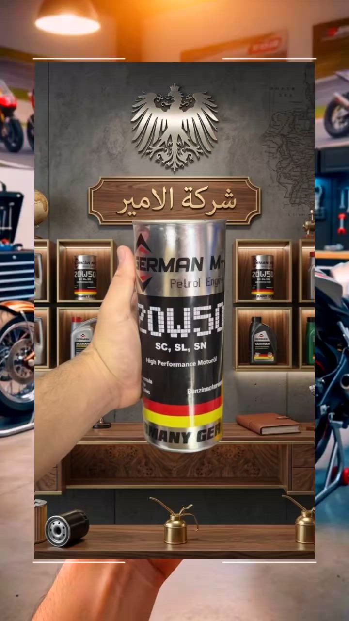 #شركة_الامير_للزيوت تقدم لكم كل شيء مميز ✨  
[ دهن محرك **GERMAN M‑Z** 🇩🇪💯/💯 ]  
سعة **1 لتر** – قياس **🇩🇪20W50**  

📌 ننوّه أن المنتج متوفر حصريًا عندنا، وإحنا الموزعين الرئيسيين للنسخة الأصلية.  

🔧 **الخصائص:**  
- دهن *** امتياز جديده 
- علبة **معدنية أصلية** عالية الجودة  
- مطابق للمواصفات العالمية  
- قوة حماية عالية للمحرك  
- ثبات ممتاز باللزوجة  
- مقاومة للأكسدة والتآكل  
- أداء موثوق يطيل عمر المحرك  

🔥 الأسعار تنافسية لحكك 💯  
خلي محركك بأمان… وخلي بالك مرتاح 😉💙👌  

#الاصلي_يمنه #الموزع_الرئيسي #الوكيل_الحصري في العراق  
#شركة_الامير_للزيوت  
بأدارة ** امير الربيعي**  
📞 للاستفسار الاتصال حصراً: (*********** )  
📍 العنوان: بغداد / السنك🇩🇪
