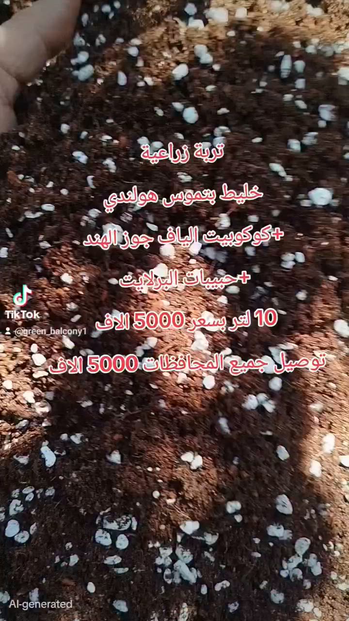 🌿 متوفر لدينا للبيع
🌱 خلطة التربة المثالية للزراعة في الأحواض والأصص (السندانة) 🪴✨
نجاح النبات يبدأ من بيئة الجذور… والتربة هي الأساس الأول للنمو الصحي والقوي 
خلطتنا المتوازنة تجمع بين أهم مكونات الزراعة الناجحة:
🟫 البيتموس: مادة عضوية توفر بيئة مناسبة لنمو الجذور.
🥥 الكوكوبيت: يحافظ على الرطوبة ويحسن قوام التربة.
⚪ البيرلايت: يزيد تهوية الجذور ويحسن تصريف المياه ويمنع تعجن التربة.
لكنها ليست مجرد خلطة تربة عادية…
نحن نجهز بيئة نمو متكاملة مدعمة بـ:
🛡️ معالجات وقائية لحماية الجذور من مشاكل التربة.
🧪 مغذيات متكاملة العناصر لدعم نمو النبات وتقوية المجموع الجذري والورقي.
خلطة مجهزة بعناية لتناسب نباتات الزينة والنباتات المنزلية وتساعدك على بداية صحيحة من أول يوم غرس 🌿
📦 الحجم: 10 لتر
💰 السعر: 5000 دينار
🚚 التوصيل:
داخل الموصل: 3000 دينار
جميع محافظات العراق: 5000 دينار
📌 الموقع: الموصل / سايدين حي العامل
⏰ الكمية محدودة، سارع بالحجز الآن
📱 للتواصل والحجز: ماسنجر
*********** اتصال او واتساب
📸 شاركونا تجاربكم وصور نباتاتكم بعد الاستخدام… رأيكم وتجاربكم هي أفضل دليل على الجودة.
فواز المولى | مختص زراعة وأسمدة
#زراعة_المنزل #تربة_الزراعة #نباتات_داخلية
