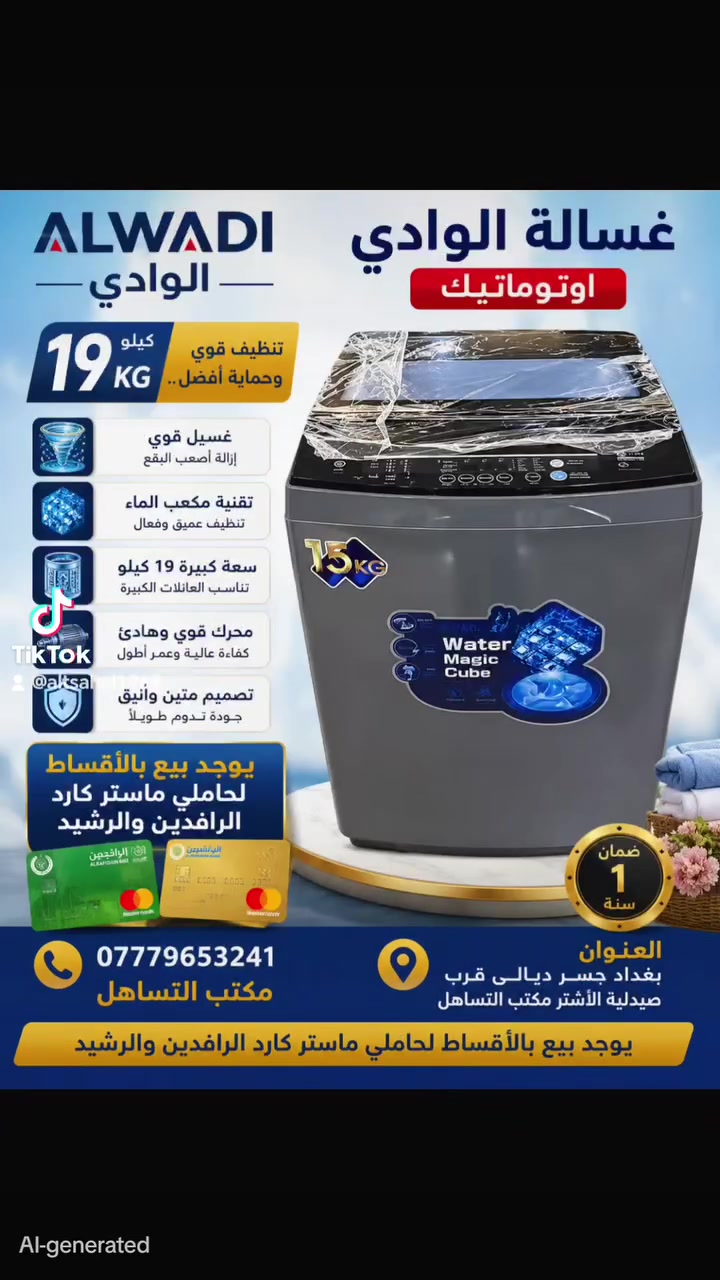 تم وصول الغسالات بعدة انواع
يونيفا
هياشي
الحافظ
البرو
الوادي الاوتماتيك
كل هذا تجدونه في معرض التساهل
وتوجد خدمة البيع بالاقساط لحاملي ماستر كارد الرافدين والرشيد بدون اي مقدمه

للاستفسار
الاتصال ع رقم الهاتف

***********
مكتب التساهل

العنوان بغداد جسر ديالى قرب صيدلية الاشتر مكتب التساهل
